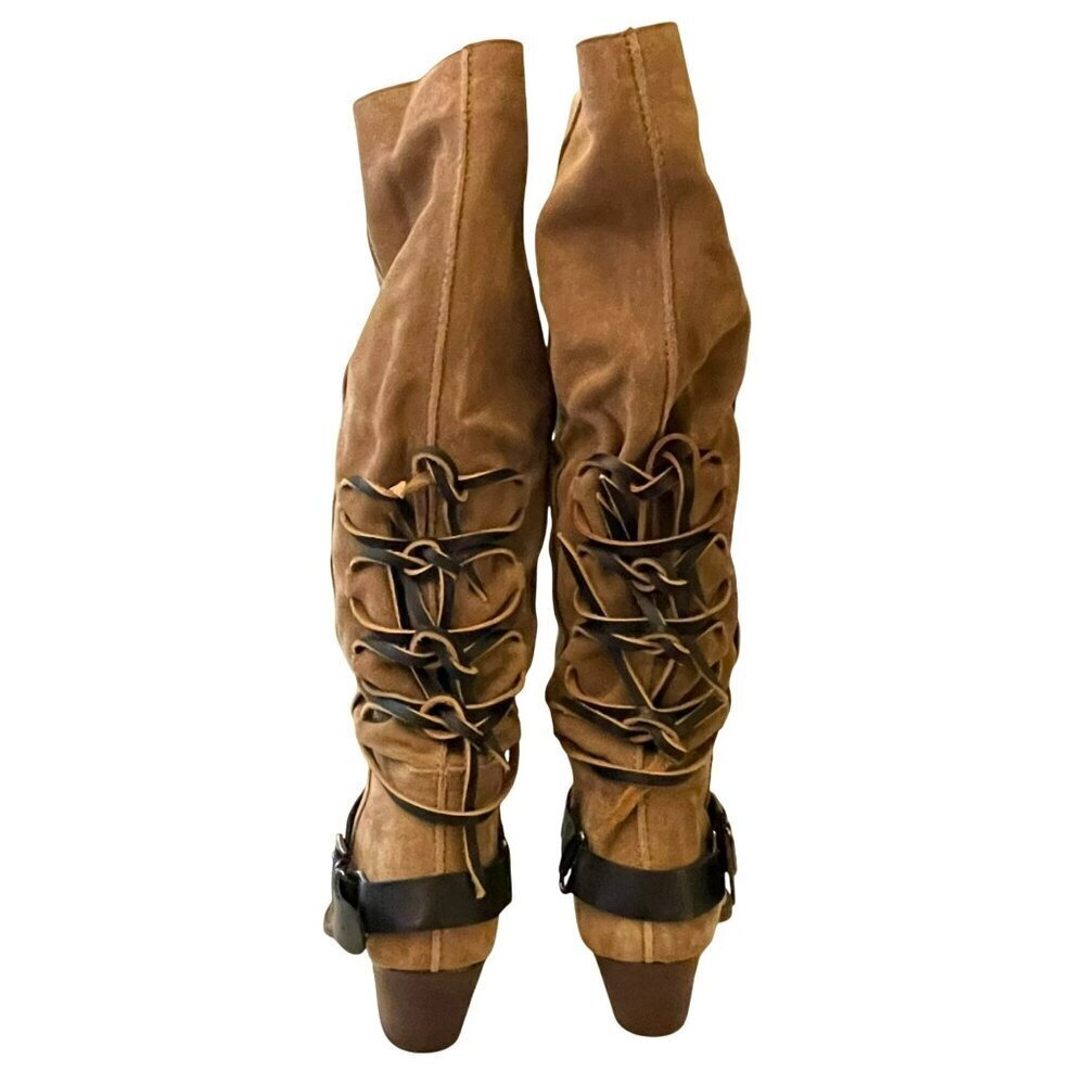 Free People $198 Back Lace Sway Military Taupe Suede Knee High Sz 8.5 - Picture 9 of 12